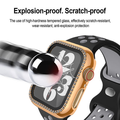 Rynx | For Apple Watch Series 9 / 8 / 7 45mm Plating Row Diamond PC Watch Case with Film (Silver)