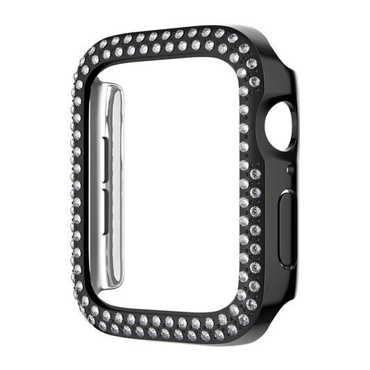 Rynx | For Apple Watch Series 3 / 2 / 1 38mm Coating Dual-Row Diamond Hollow PC Watch Case (Black)