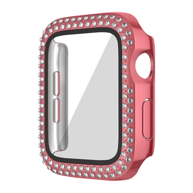 Rynx | For Apple Watch Series 9 / 8 / 7 45mm Coating Dual-Row Diamond PC Watch Case with Film (Rose Pink)