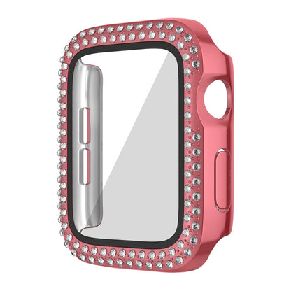 Rynx | For Apple Watch Series 9 / 8 / 7 45mm Coating Dual-Row Diamond PC Watch Case with Film (Rose Pink)