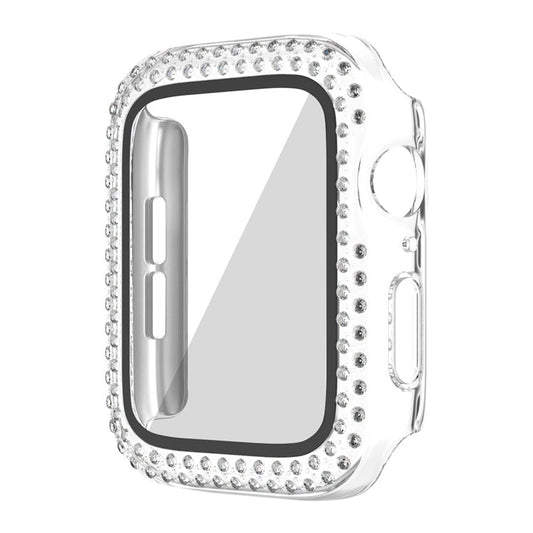 Rynx | For Apple Watch Series 9 / 8 / 7 45mm Plating Dual-Row Diamond PC Watch Case with Film (Transparent)