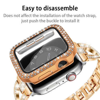 Rynx | For Apple Watch Series 9 / 8 / 7 45mm Plating Dual-Row Diamond PC Watch Case with Film (Transparent)