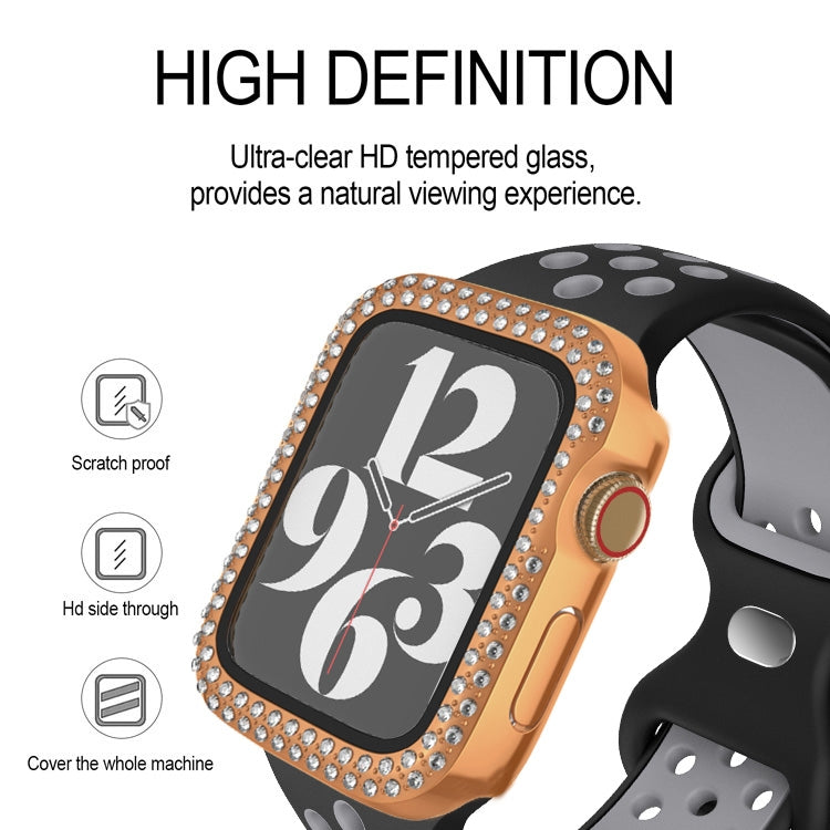 Rynx | For Apple Watch Series 9 / 8 / 7 45mm Plating Dual-Row Diamond PC Watch Case with Film (Transparent)