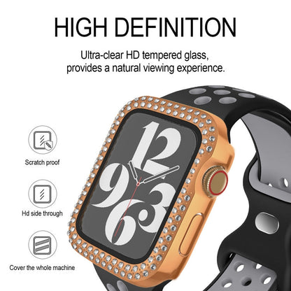 Rynx | For Apple Watch Series 9 / 8 / 7 45mm Plating Dual-Row Diamond PC Watch Case with Film (Transparent)