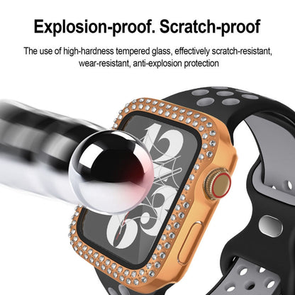 Rynx | For Apple Watch Series 9 / 8 / 7 45mm Plating Dual-Row Diamond PC Watch Case with Film (Transparent)
