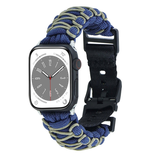 Rynx | For Apple Watch Series 9 45mm Dual-Layer Braided Paracord Buckle Watch Band (Marine Green)