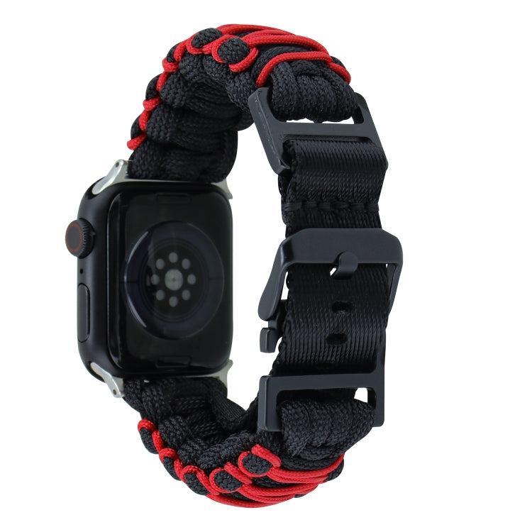 Rynx | For Apple Watch Series 9 45mm Double Layer Braided Paracord Buckle Watch Band (Black Red)