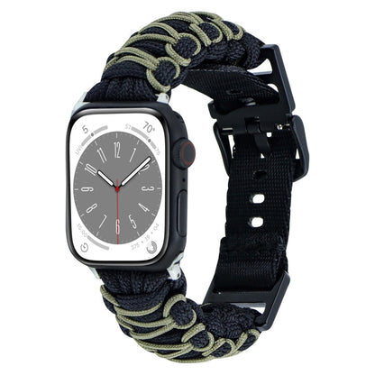 Rynx | For Apple Watch Series 9 45mm Double Layer Braided Paracord Buckle Watch Band (Black Army Green)