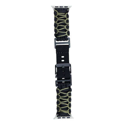 Rynx | For Apple Watch Series 9 45mm Double Layer Braided Paracord Buckle Watch Band (Black Army Green)