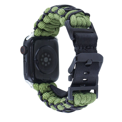 Rynx | For Apple Watch Series 4 40mm Dual-Layer Braided Paracord Buckle Bracelet (Army Green Black)