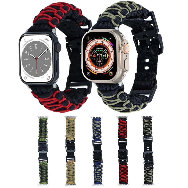 Rynx | For Apple Watch Series 4 40mm Dual-Layer Braided Paracord Buckle Bracelet (Army Green Black)