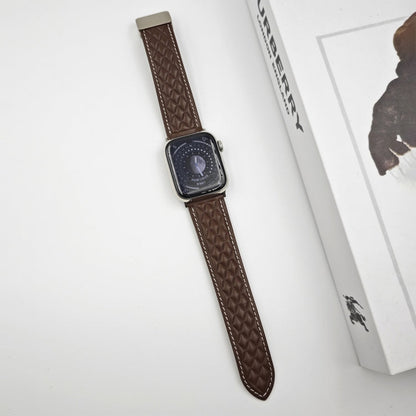 Rynx | For Apple Watch Series 5 40mm Diamond Pattern Magnetic Fold Closure Leather Watch Band (Dark Brown)