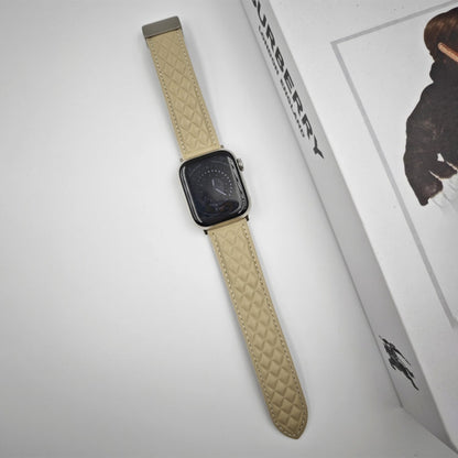 Rynx | For Apple Watch Series 4 40mm Diamond Pattern Magnetic Folding Clasp Leather Watch Band (Star Light Color)