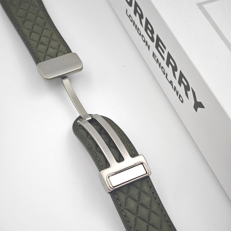 Rynx | For Apple Watch Series 4 40mm Diamond Pattern Magnetic Folding Clasp Leather Watch Band (Star Light Color)