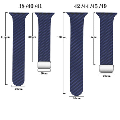 Rynx | For Apple Watch Series 9 45mm Carbon Fiber Magnetic Silver Buckle Watch Band (Royal Blue Light Blue)