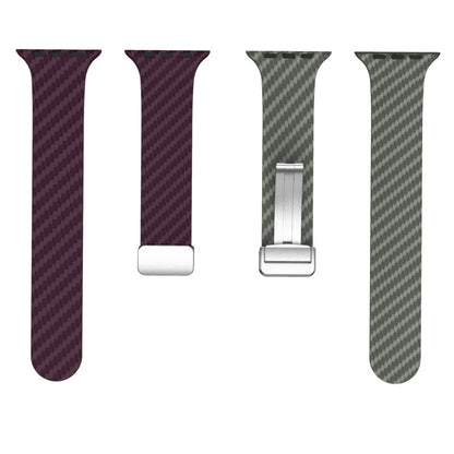 Rynx | For Apple Watch Series 9 45mm Carbon Fiber Magnetic Silver Buckle Watch Band (Purple Green)
