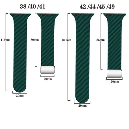 Rynx | For Apple Watch Series 9 45mm Carbon Fiber Magnetic Silver Buckle Watch Band (Deep Green Orange)