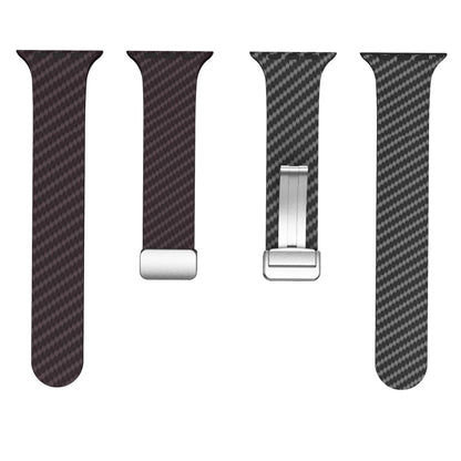 Rynx | For Apple Watch Series 7 41mm Carbon Fiber Magnetic Silver Buckle Watch Band (Dark Brown Black)