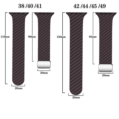 Rynx | For Apple Watch Series 7 41mm Carbon Fiber Magnetic Silver Buckle Watch Band (Dark Brown Black)
