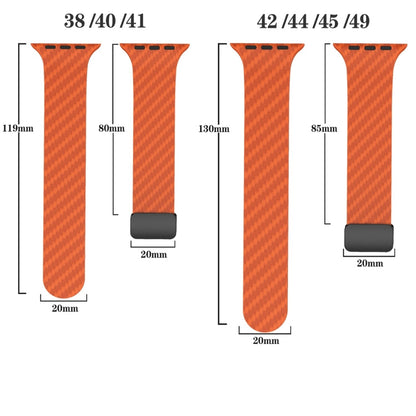 Rynx | For Apple Watch Series 9 45mm Carbon Fiber Magnet Black Buckle Watch Band (Orange Grass)