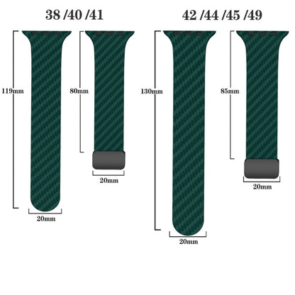 Rynx | For Apple Watch Series 9 45mm Carbon Fiber Magnetic Black Buckle Watch Strap (Dark Green Orange)