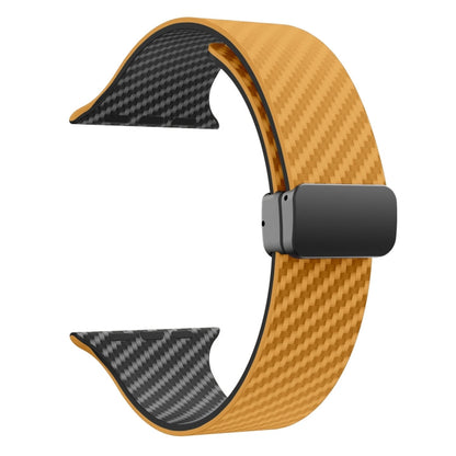 Rynx | For Apple Watch Series 9 45mm Carbon Fiber Magnetic Black Buckle Watch Band (Light Brown Black)