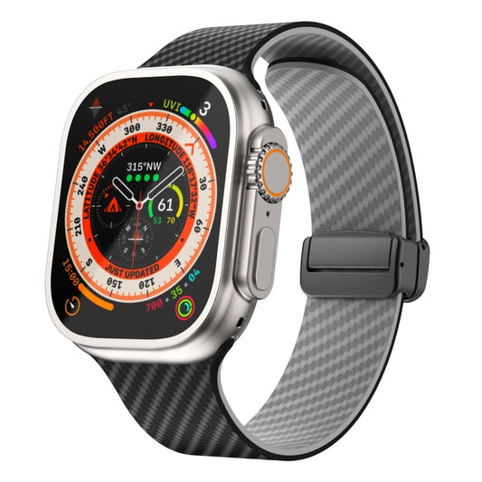 Rynx | For Apple Watch Ultra 49mm Carbon Fiber Magnetic Black Buckle Bracelet (Black Gray)