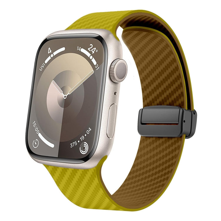 Rynx | For Apple Watch Series 8 41mm Carbon Fiber Magnetic Black Buckle Watch Band (Olive Brown)