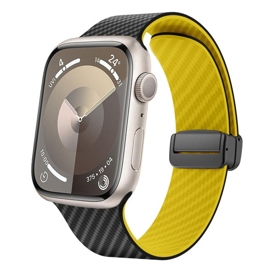 Rynx | For Apple Watch Series 8 41mm Carbon Fiber Magnetic Black Buckle Strap (Black Yellow)