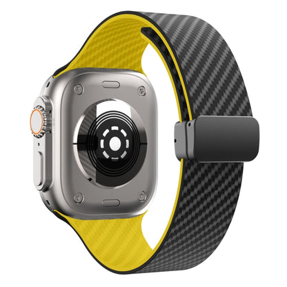 Rynx | For Apple Watch Series 8 41mm Carbon Fiber Magnetic Black Buckle Strap (Black Yellow)