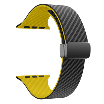Rynx | For Apple Watch Series 8 41mm Carbon Fiber Magnetic Black Buckle Strap (Black Yellow)