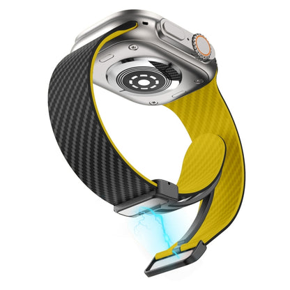 Rynx | For Apple Watch Series 8 41mm Carbon Fiber Magnetic Black Buckle Strap (Black Yellow)