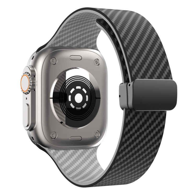 Rynx | For Apple Watch Series 5 44mm Carbon Fiber Magnetic Black Buckle Strap (Black Gray)