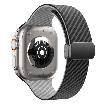 Rynx | For Apple Watch Series 5 44mm Carbon Fiber Magnetic Black Buckle Strap (Black Gray)