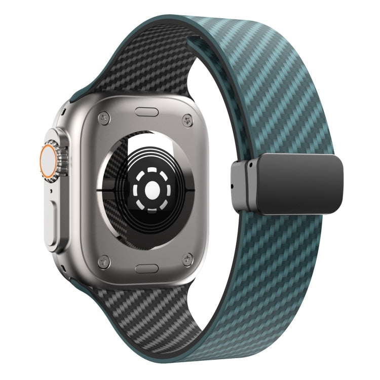 Rynx | For Apple Watch Series 5 40mm Carbon Fiber Magnetic Black Buckle Watch Band (Dark Green Black)