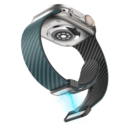 Rynx | For Apple Watch Series 5 40mm Carbon Fiber Magnetic Black Buckle Watch Band (Dark Green Black)
