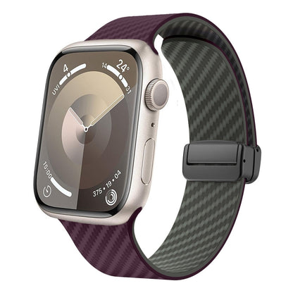 Rynx | For Apple Watch Series 4 40 mm Carbon Fiber Magnetic Black Buckle Watch Band (Purple Green)