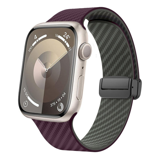Rynx | For Apple Watch Series 4 40 mm Carbon Fiber Magnetic Black Buckle Watch Band (Purple Green)