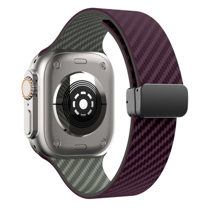 Rynx | For Apple Watch Series 4 40 mm Carbon Fiber Magnetic Black Buckle Watch Band (Purple Green)