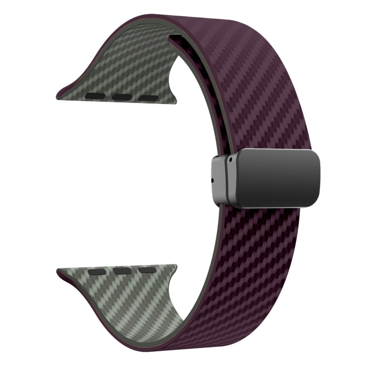 Rynx | For Apple Watch Series 4 40 mm Carbon Fiber Magnetic Black Buckle Watch Band (Purple Green)