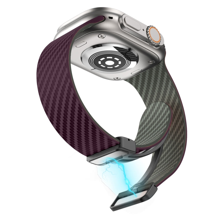Rynx | For Apple Watch Series 4 40 mm Carbon Fiber Magnetic Black Buckle Watch Band (Purple Green)