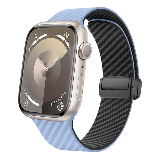 Rynx | For Apple Watch Series 4 40mm Carbon Fiber Magnetic Black Buckle Watch Band (Light Blue Black)