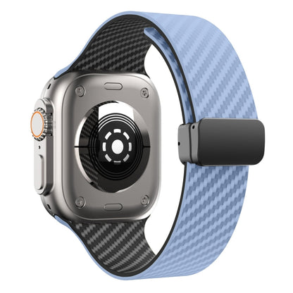 Rynx | For Apple Watch Series 4 40mm Carbon Fiber Magnetic Black Buckle Watch Band (Light Blue Black)