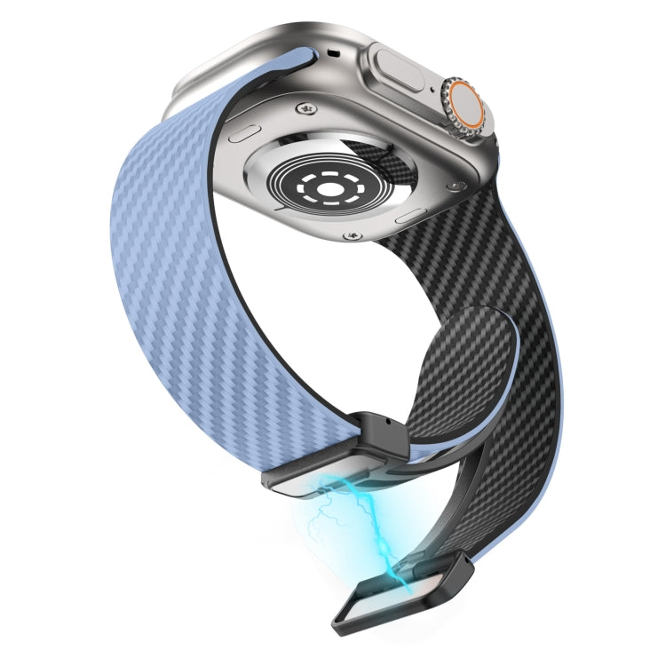 Rynx | For Apple Watch Series 4 40mm Carbon Fiber Magnetic Black Buckle Watch Band (Light Blue Black)