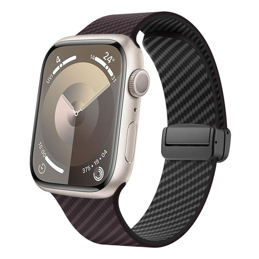 Rynx | For Apple Watch Series 4 40mm Carbon Fiber Magnet Black Buckle Bracelet (Dark Brown Black)