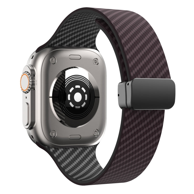 Rynx | For Apple Watch Series 4 40mm Carbon Fiber Magnet Black Buckle Bracelet (Dark Brown Black)