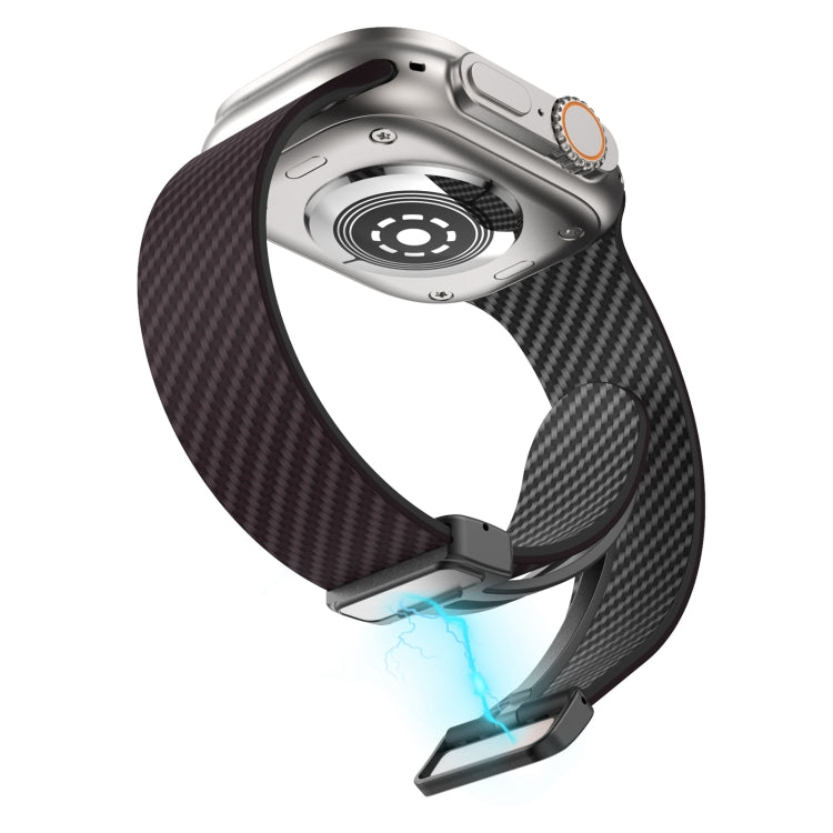Rynx | For Apple Watch Series 4 40mm Carbon Fiber Magnet Black Buckle Bracelet (Dark Brown Black)