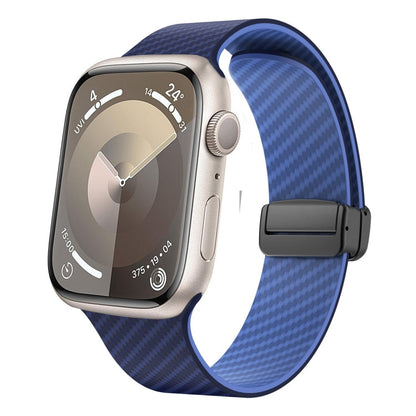 Rynx | For Apple Watch 42mm Carbon Fiber Magnetic Black Buckle Watch Band (Royal Blue Light Blue)