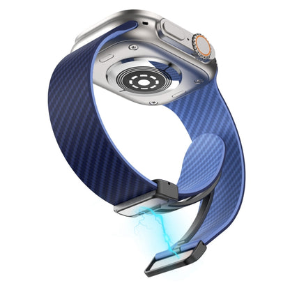 Rynx | For Apple Watch 42mm Carbon Fiber Magnetic Black Buckle Watch Band (Royal Blue Light Blue)