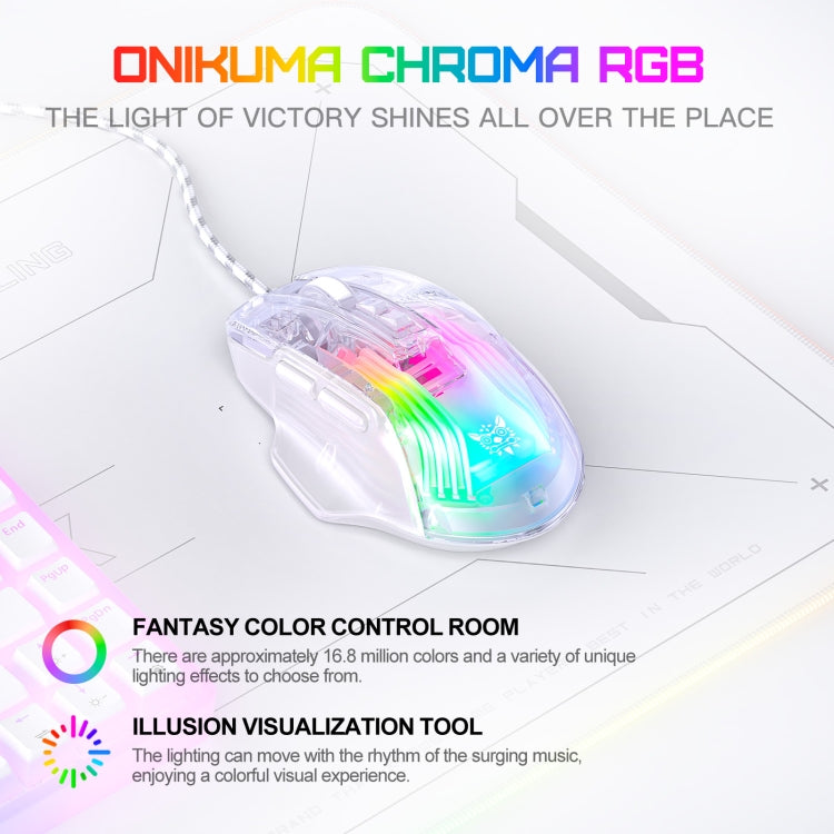 Rynx | ONIKUMA CW923 RGB Lighting Wired Mouse (Transparent)